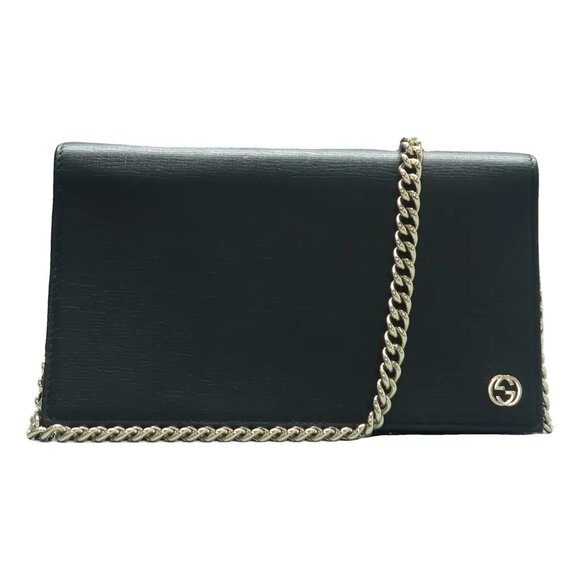 GUCCI Black Leather Shoulder Bag 534-060525